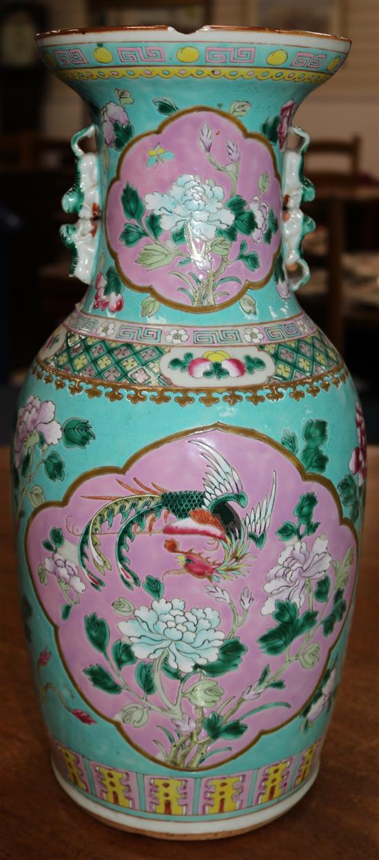 A large Chinese Straits turquoise ground vase, c.1900.